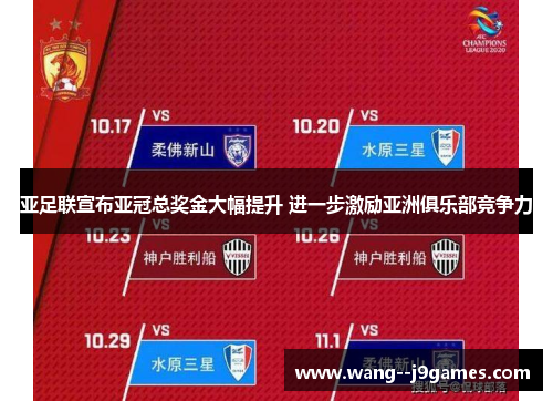 亚足联宣布亚冠总奖金大幅提升 进一步激励亚洲俱乐部竞争力